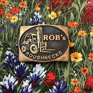 Beautiful brass men’s belt buckle Rob’s Roughnecks unused
